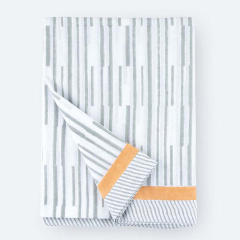 Grey Stripe Cotton Dining Table Cloth 6 Seater 60x90