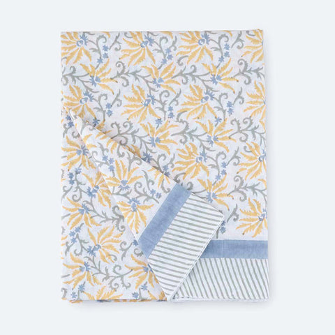 Blue & Yellow Floral Dining Table Cloth 6 Seater 60x90