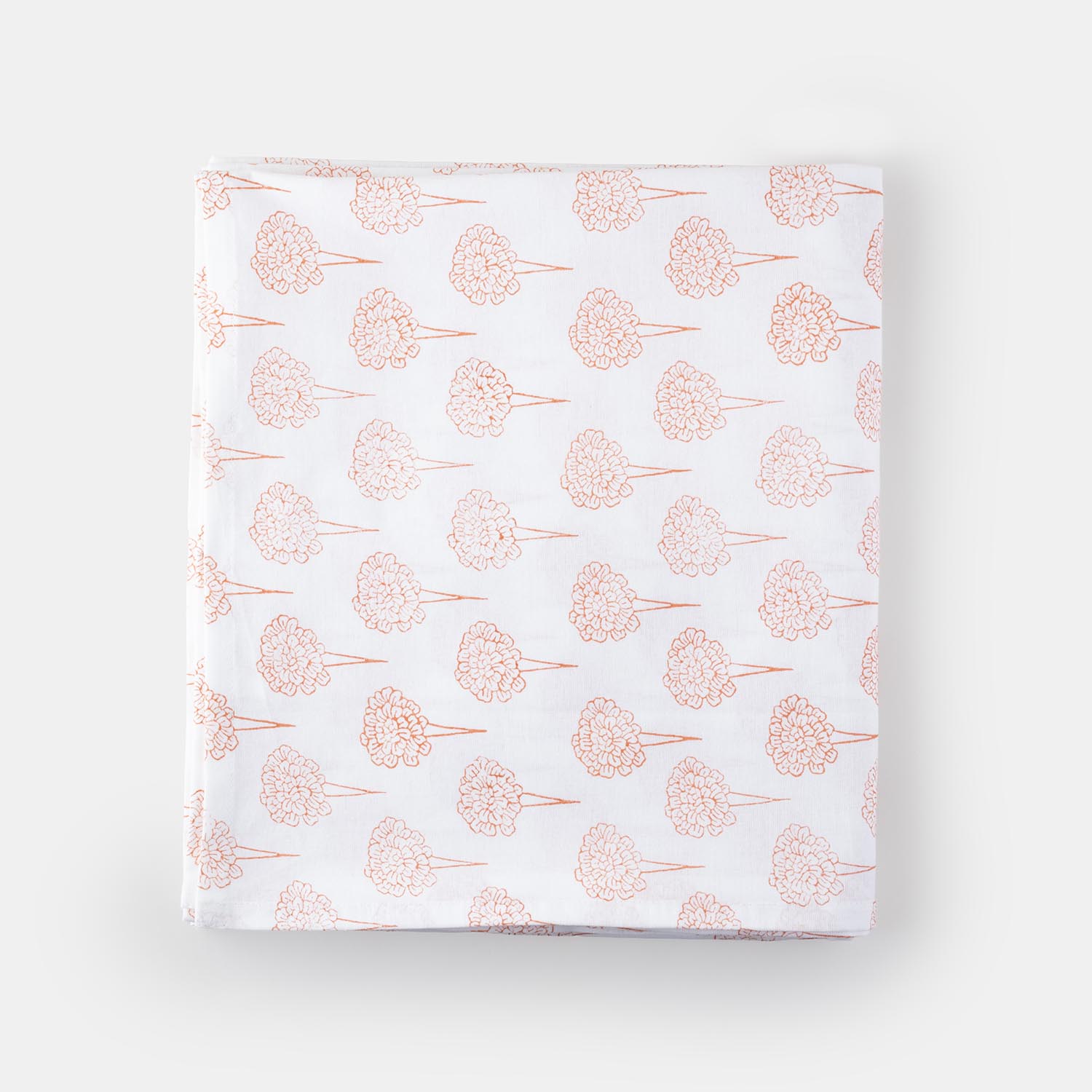 King-size Marigold Block Printed Cotton Bedsheet & Pillow Cases