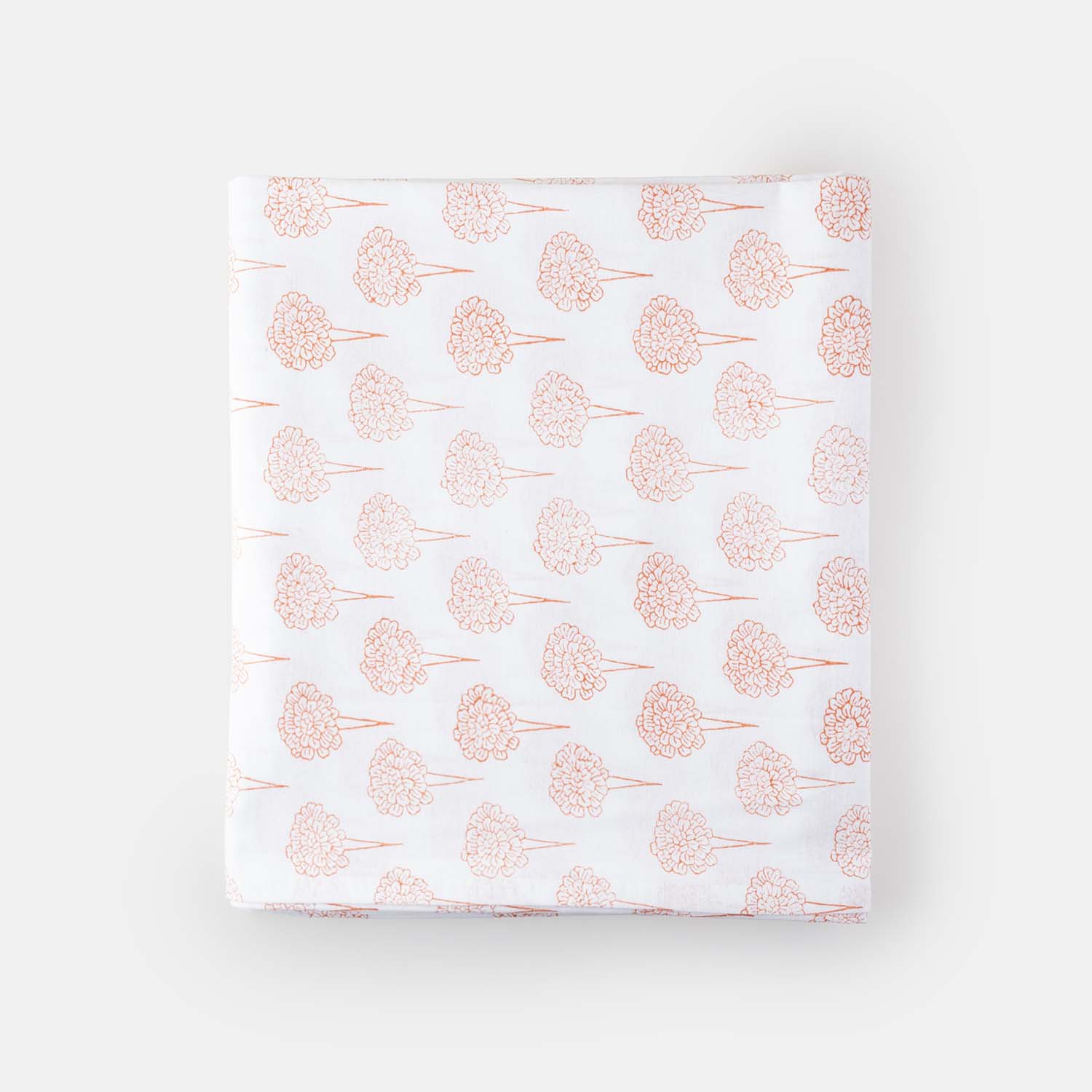 King-size Marigold Block Printed Cotton Bedsheet & Pillow Cases