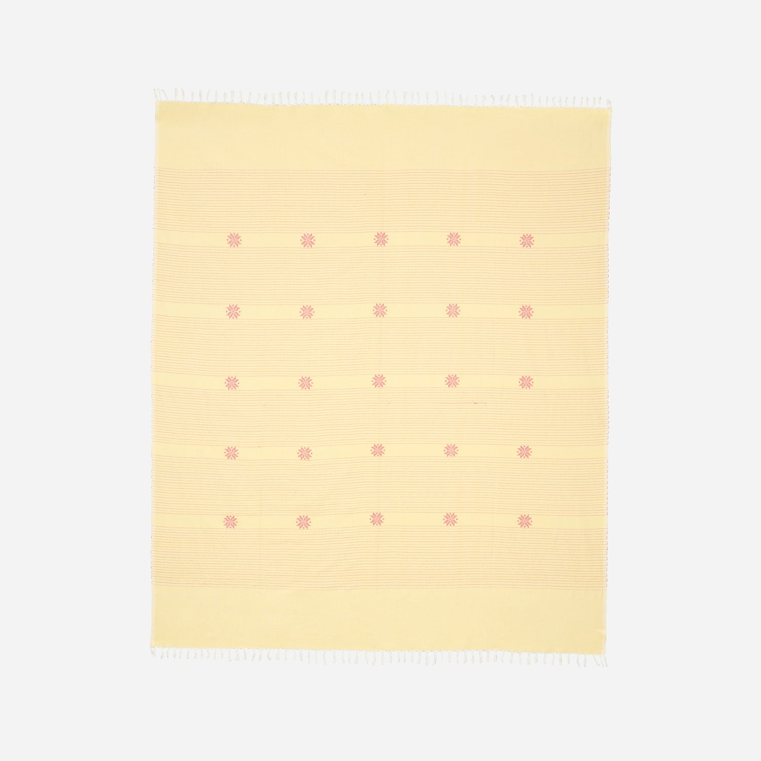 Hand-woven Baavan Buti Double Bedcover, Yellow