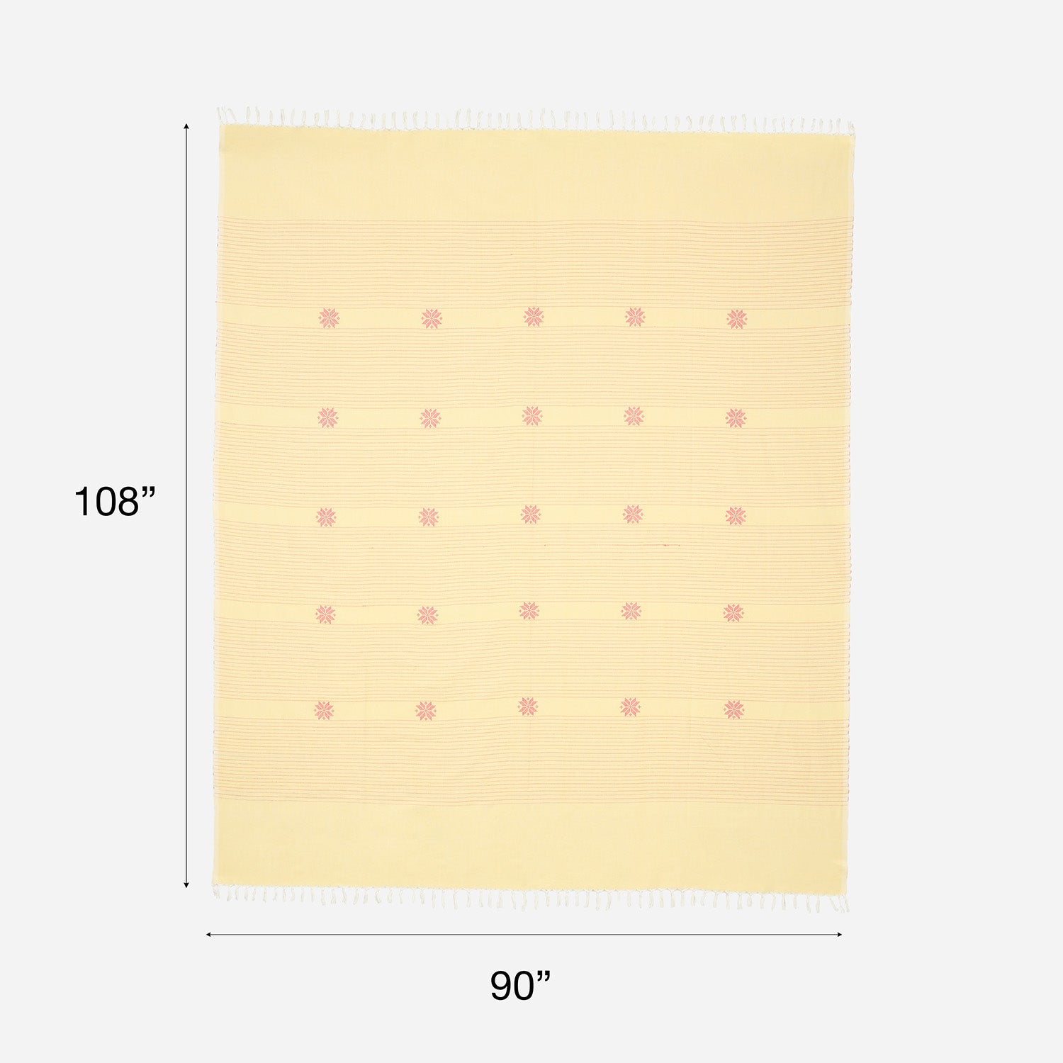 Hand-woven Baavan Buti Double Bedcover, Yellow