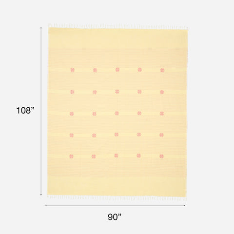 Hand-woven Baavan Buti Double Bedcover, Yellow