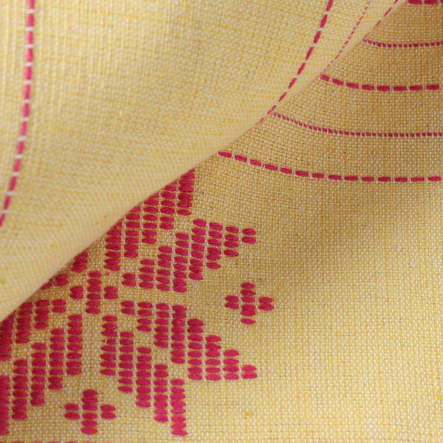 Hand-woven Baavan Buti Double Bedcover, Yellow