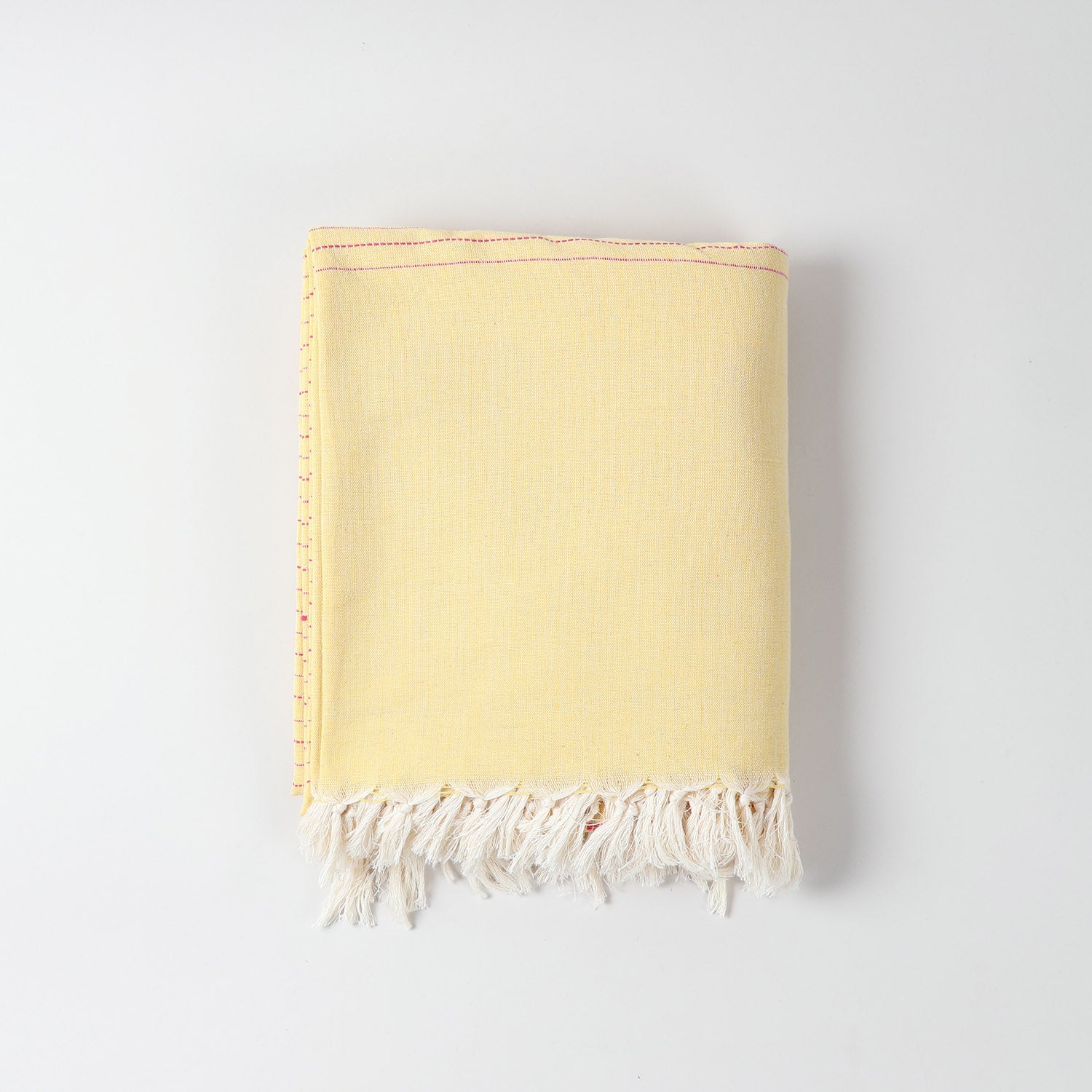 Hand-woven Baavan Buti Double Bedcover, Yellow