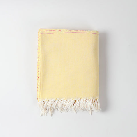 Hand-woven Baavan Buti Double Bedcover, Yellow