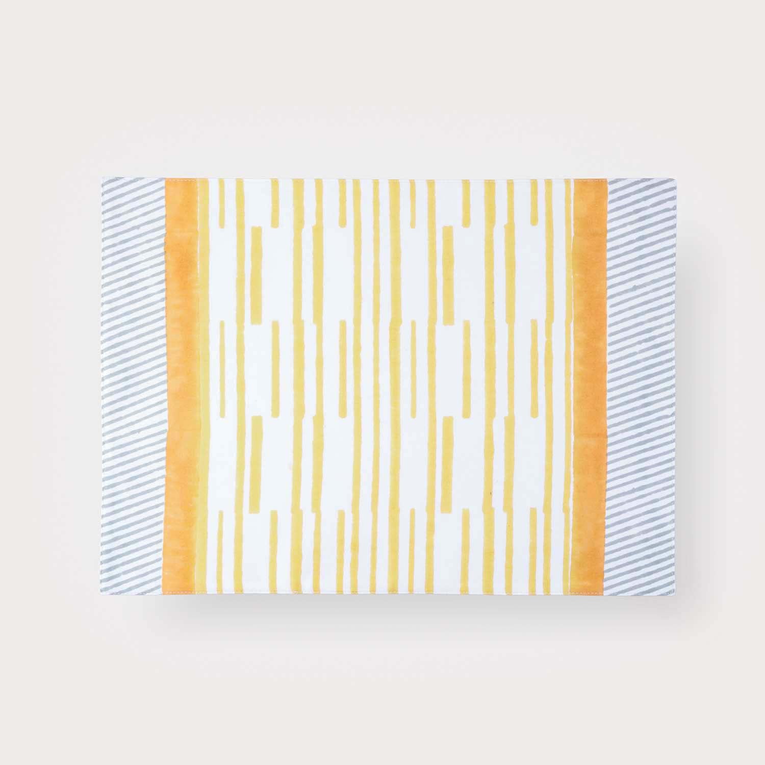 Yellow Stripe Block Printed Placemat 13x18 Inches
