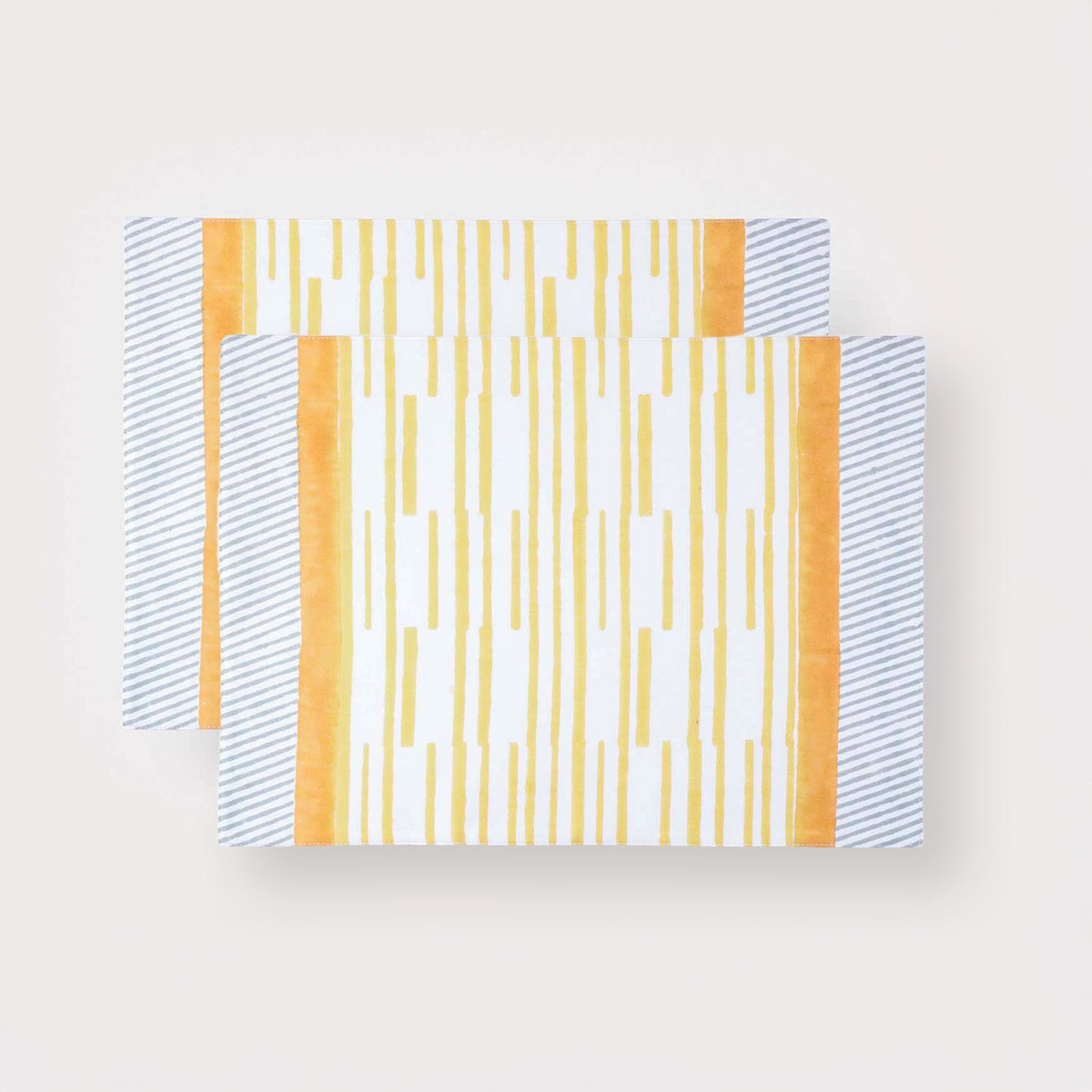 Yellow Stripe Block Printed Placemat 13x18 Inches