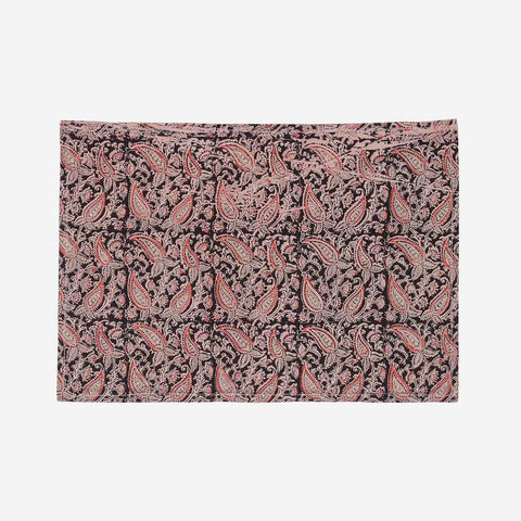 Cosmos Block Printed Kalamkaari Bedcover & Pillow Cases