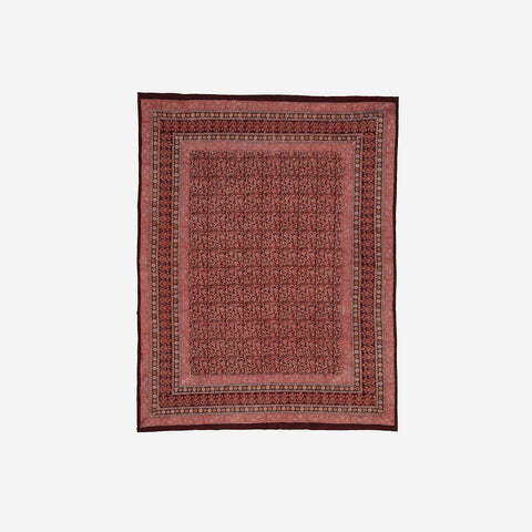 Lotus Block Printed Kalamkaari Bedcover