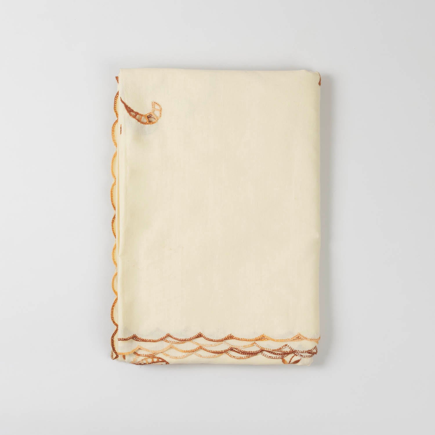 Embroidered Bedcover & 2 Pillow Cases, Brown