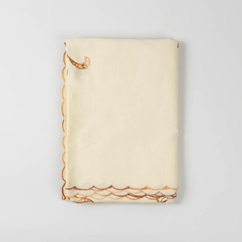 Embroidered Bedcover & 2 Pillow Cases, Brown
