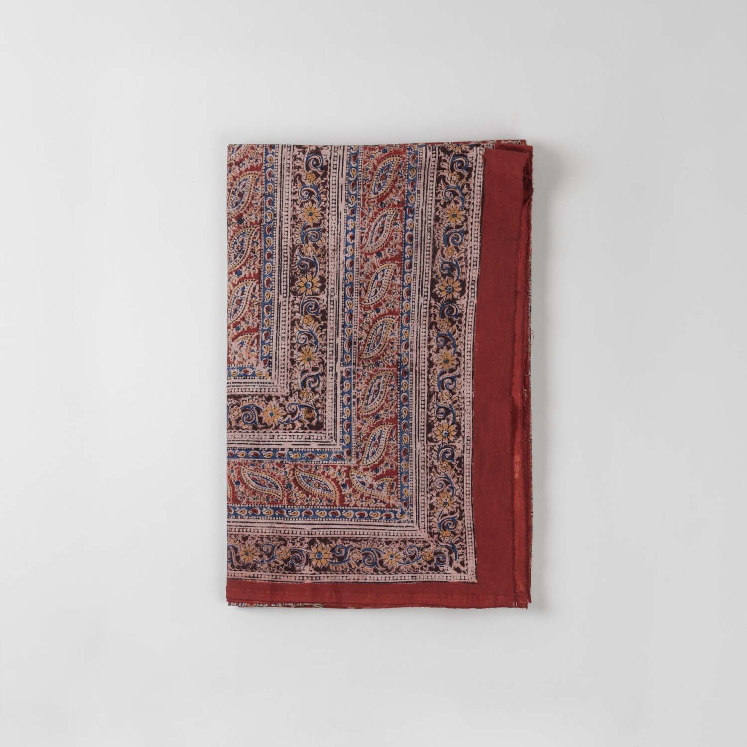 Floral Block Printed Kalamkaari Bedcover & Pillow Cases