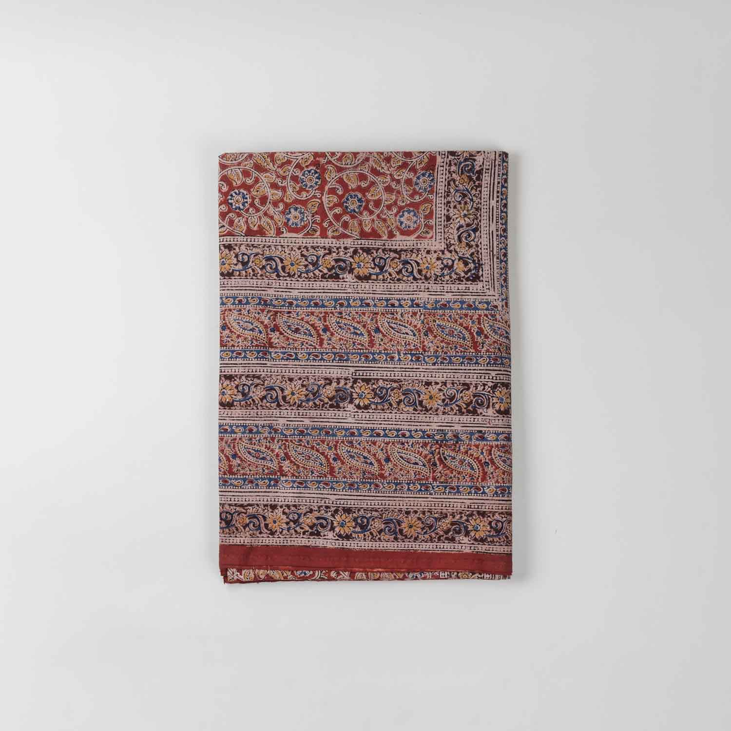 Floral Block Printed Kalamkaari Bedcover & Pillow Cases