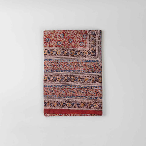 Floral Block Printed Kalamkaari Bedcover & Pillow Cases