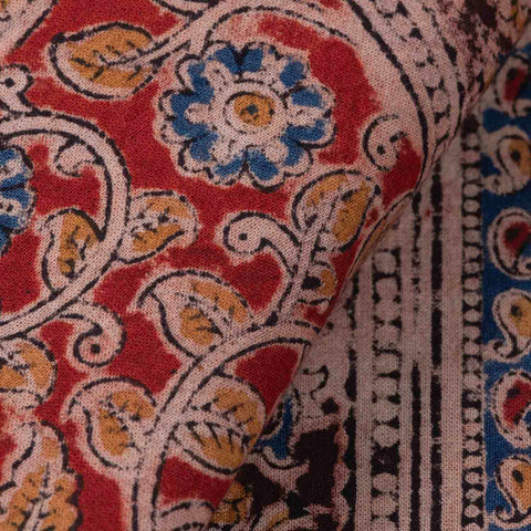 Floral Block Printed Kalamkaari Bedcover & Pillow Cases