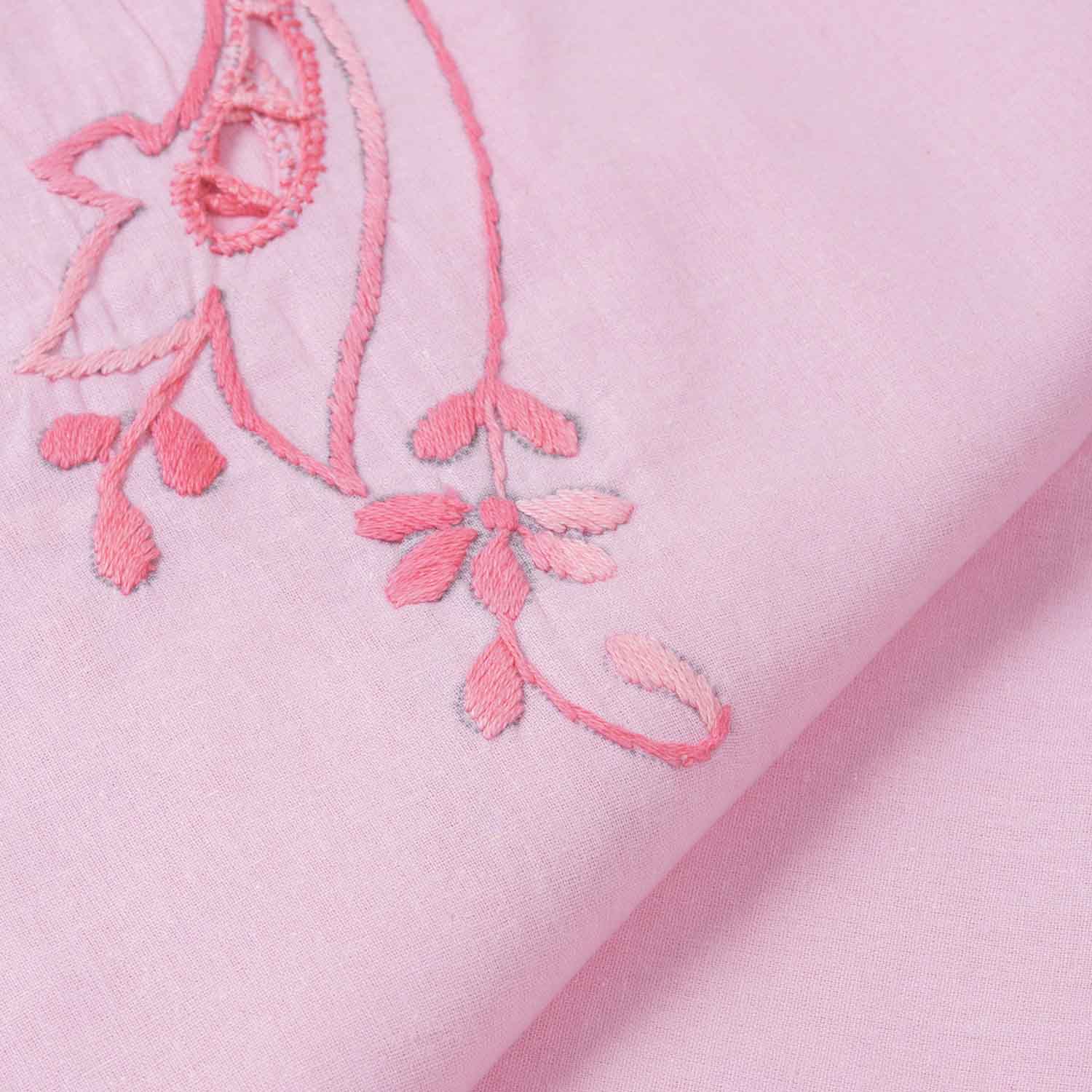 Embroidered Bedcover & 2 Pillow Cases, Pink