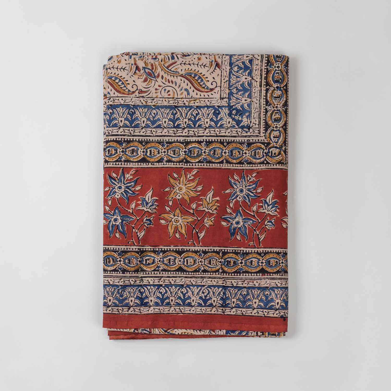Pinwheel Block Printed Kalamkaari Bedcover & Pillow Cases