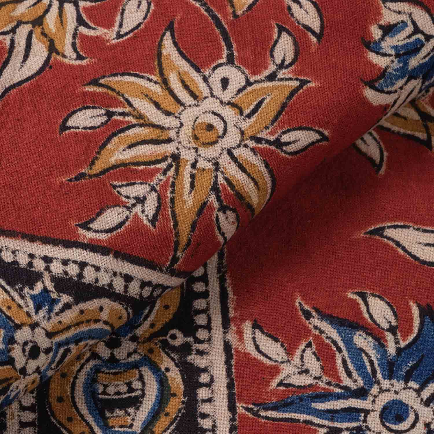 Pinwheel Block Printed Kalamkaari Bedcover & Pillow Cases