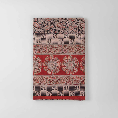 Cosmos Block Printed Kalamkaari Bedcover & Pillow Cases