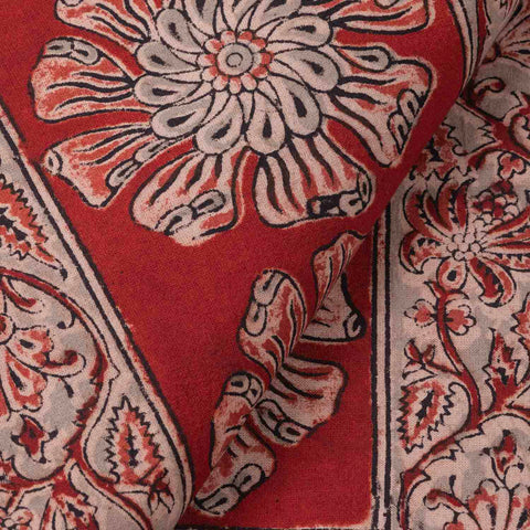 Cosmos Block Printed Kalamkaari Bedcover & Pillow Cases