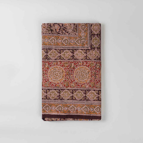 Circular Block Printed Kalamkaari Bedcover & Pillow Cases