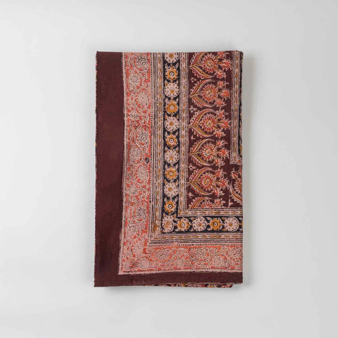 Lotus Block Printed Kalamkaari Bedcover