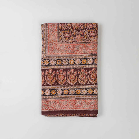 Lotus Block Printed Kalamkaari Bedcover