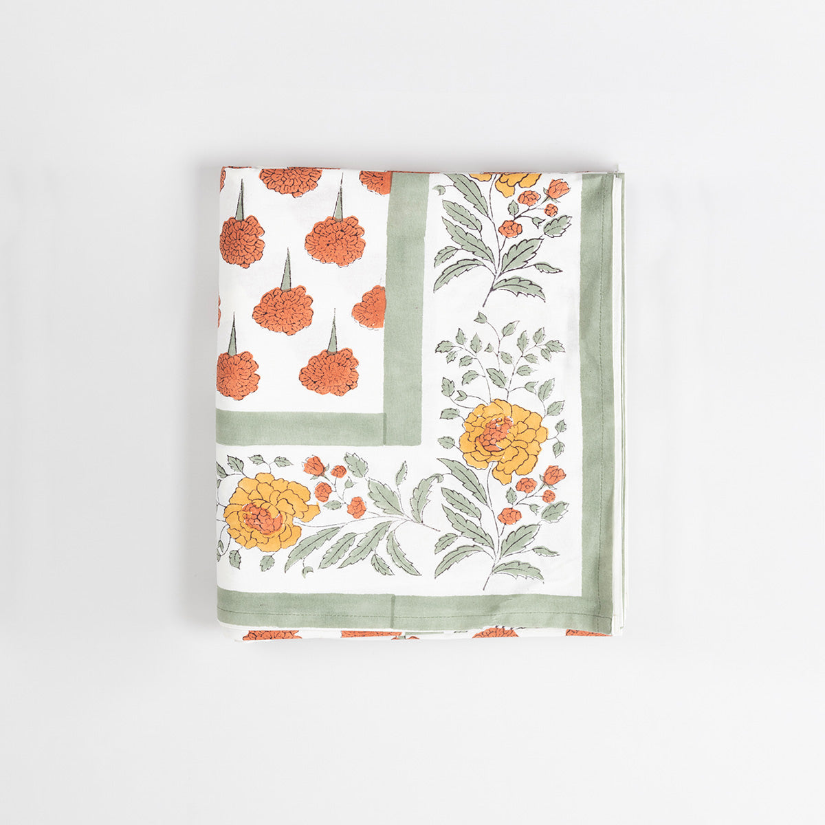 Marigold Buti Block Printed King Bedcover