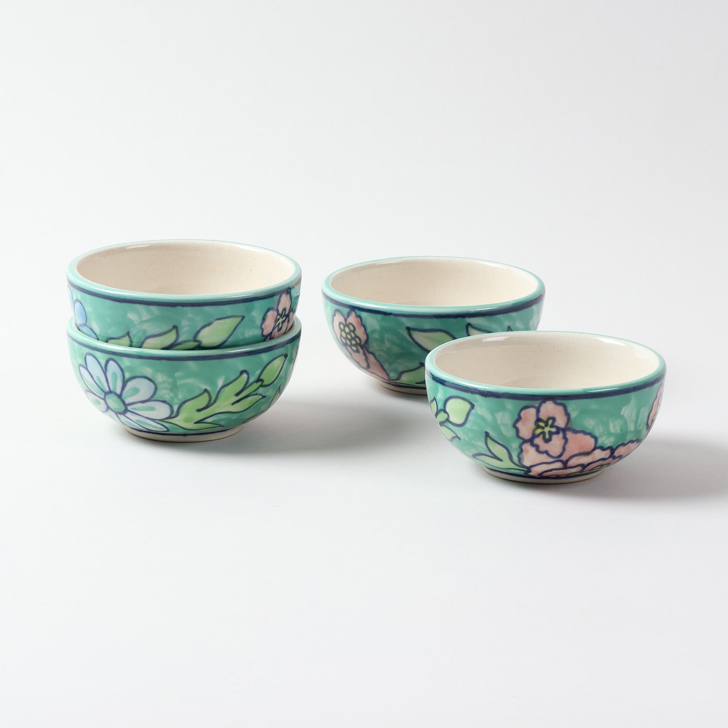 Hand Painted Ceramic Katori 2x4 - Set of 2