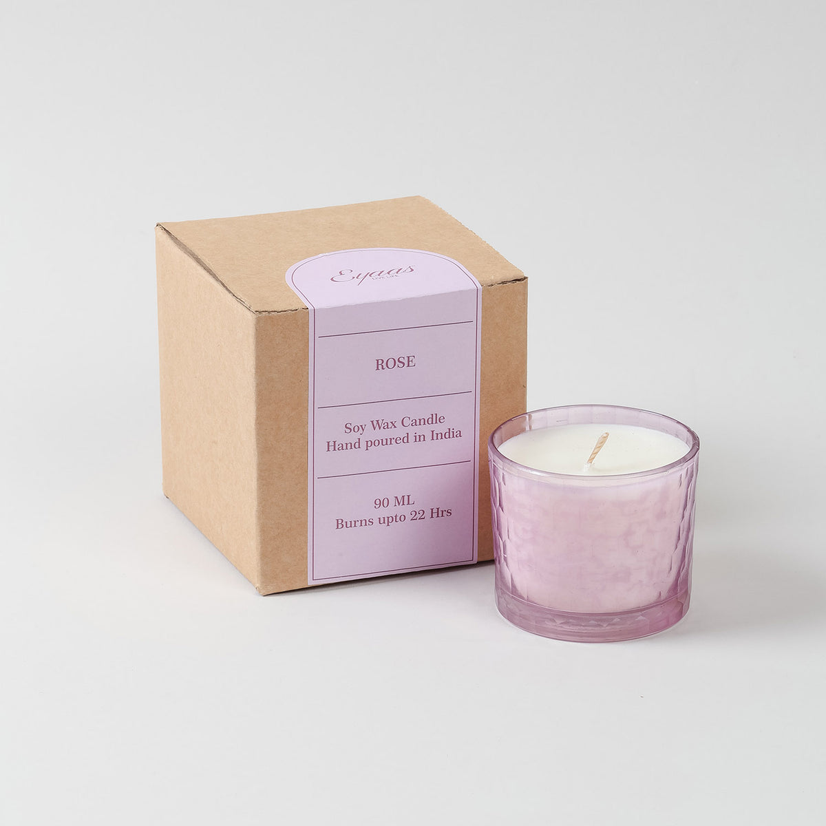 Scented Glass Soy Candle - Rose