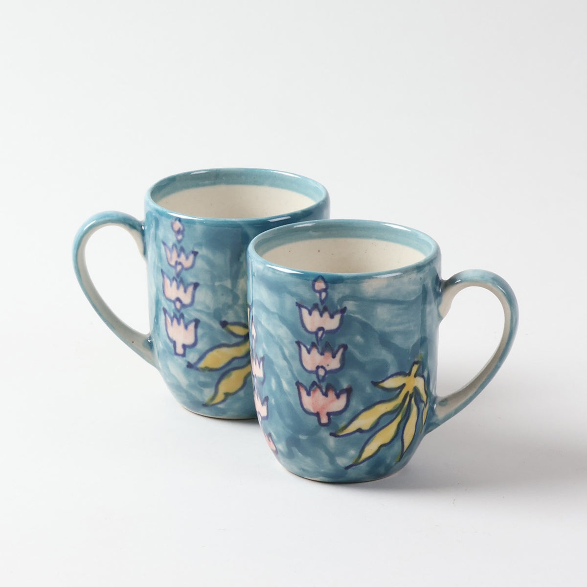 Kalamkari Handpainted Ceramic Coffee Mug in Blue