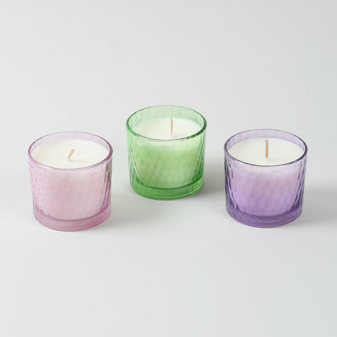 Scented Glass Soy Candle (Green Apple, Rose & Lavender Set of 3)