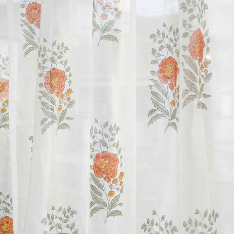Marigold Buta Hand Block-Printed Chanderi Curtains