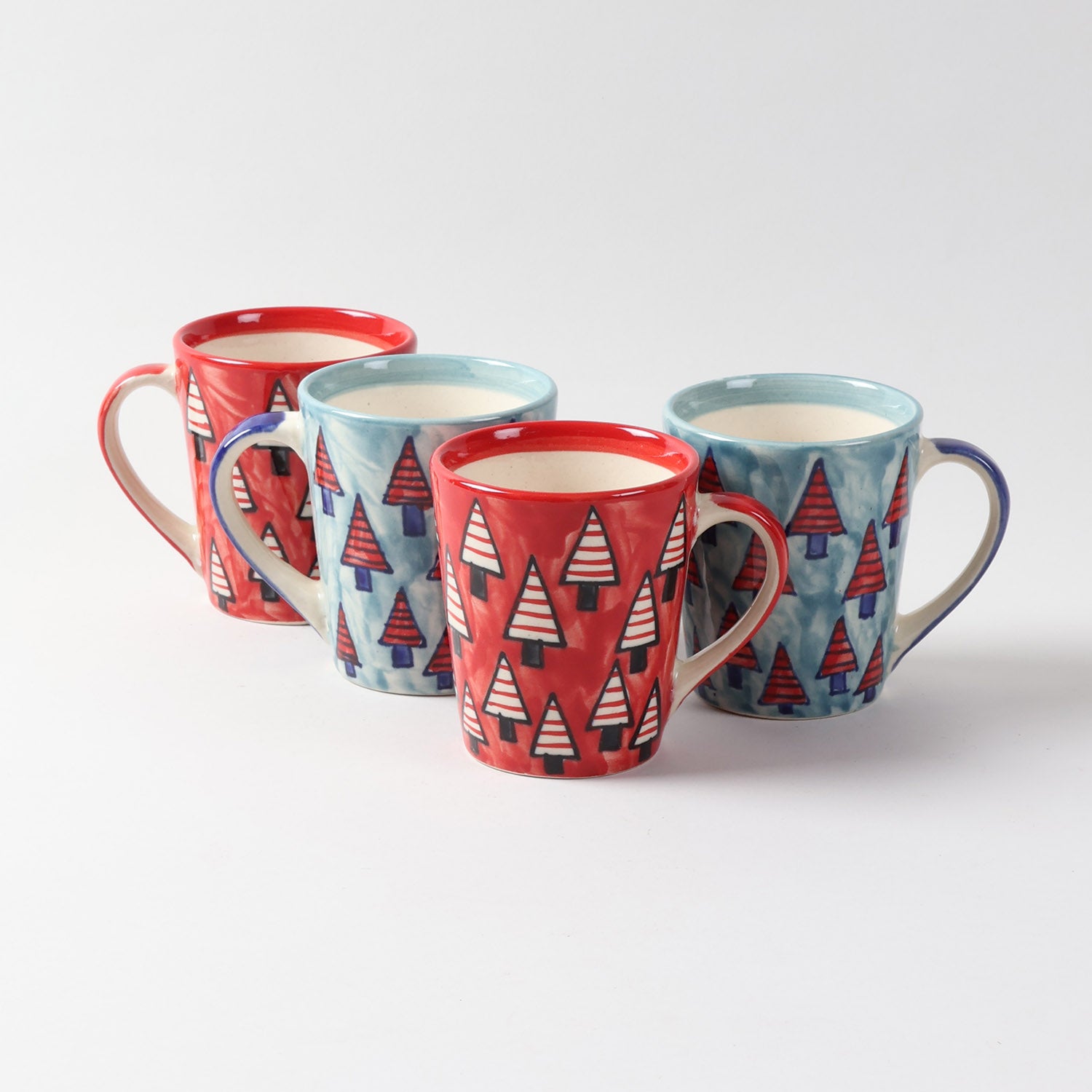 Christmas Ceramic Coffee Mug - Set of 2 (Grey and Red)