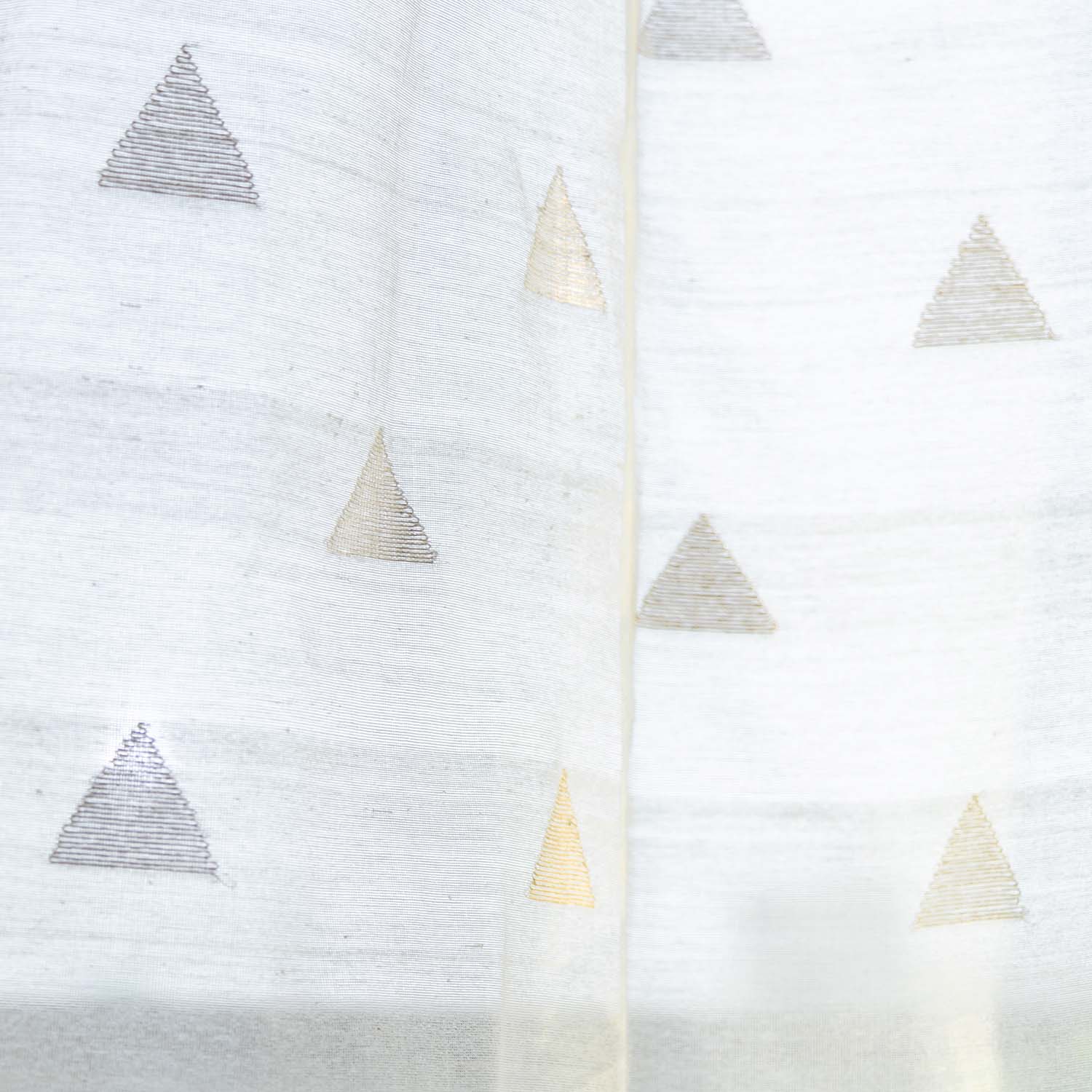 Chanderi Curtain Triangle Motif - Off-White