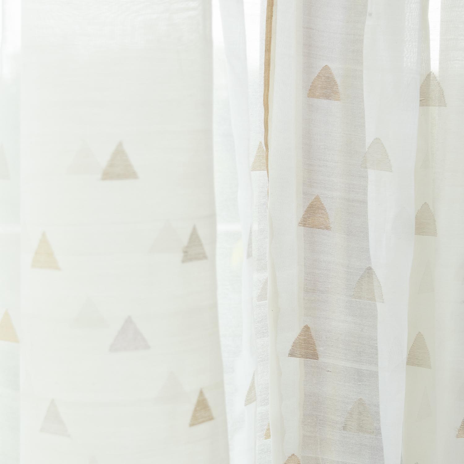 Chanderi Curtain Triangle Motif - Off-White