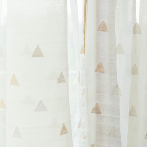 Chanderi Curtain Triangle Motif - Off-White
