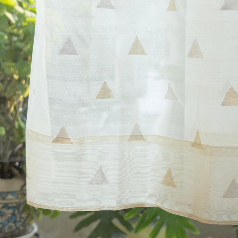 Chanderi Curtain Triangle Motif - Off-White