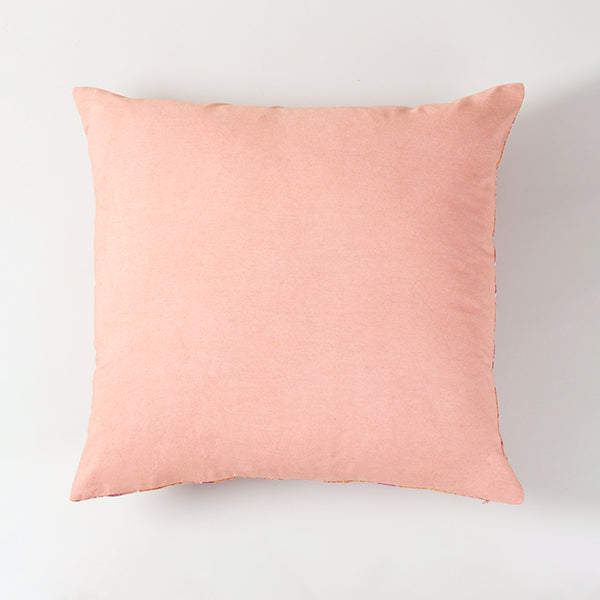 Marigold Jaal Hand Block Printed & Hand Embroidered Cushion Cover Set of 2 , Pink