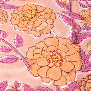 Marigold Jaal Hand Block Printed & Hand Embroidered Cushion Cover Set of 2 , Pink