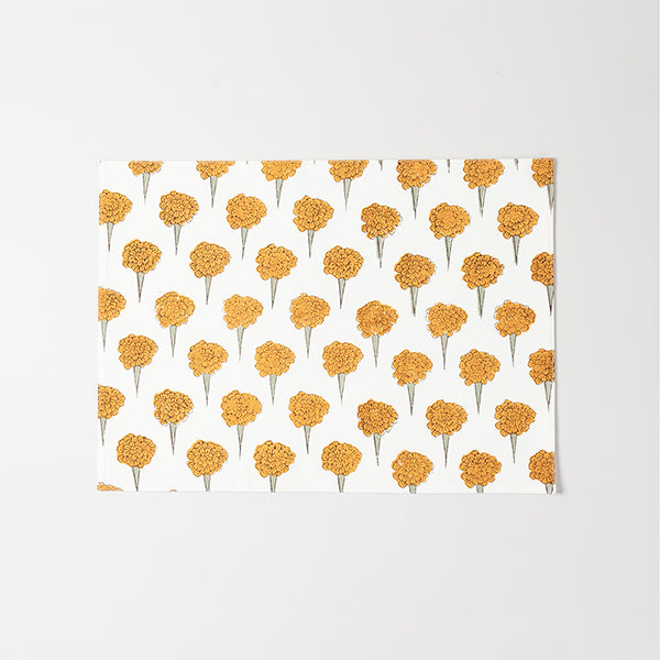 Yellow Marigold Block Printed Placemat Set of 2