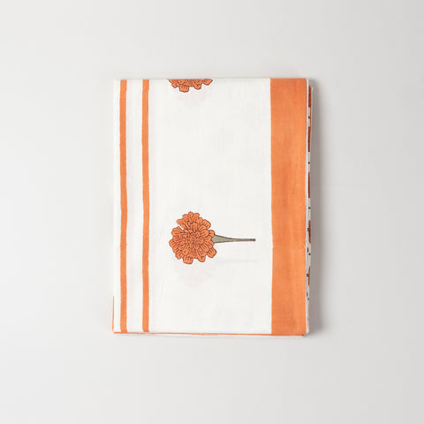 Orange Marigold Buti Block Printed Table Cloth