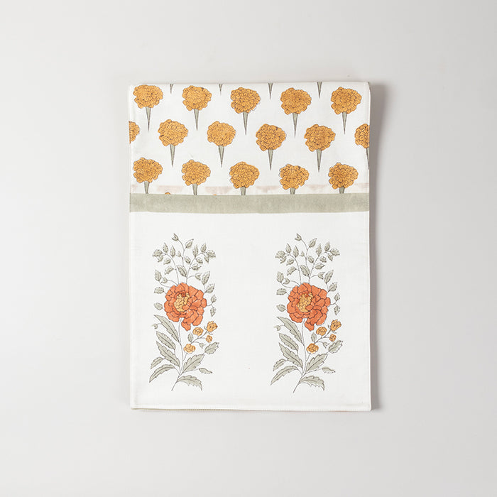 Marigold Block Printed Table Runner with 2 Buta
