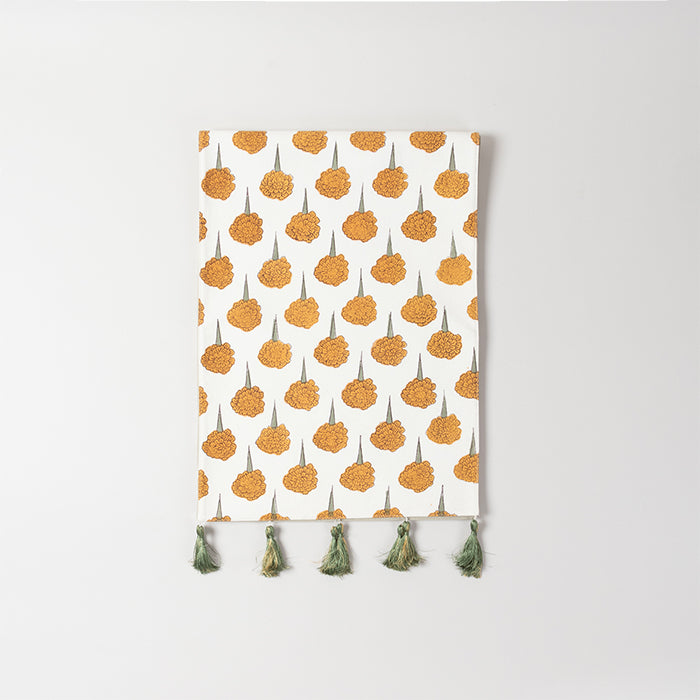 Yellow Marigold Buti Block-Printed Table Runner