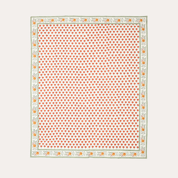 Marigold Buti Block Printed King Bedcover