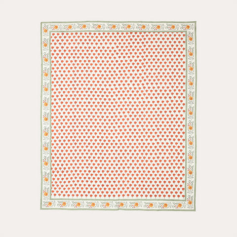 Marigold Buti Block Printed King Bedcover