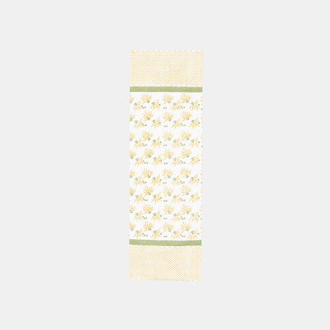Yellow Lily Hand Block Printed Floral Table Runner, 13x42