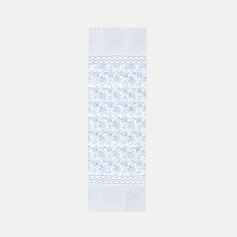 Blue Lily Hand Block Printed Floral Table Runner, 13x42