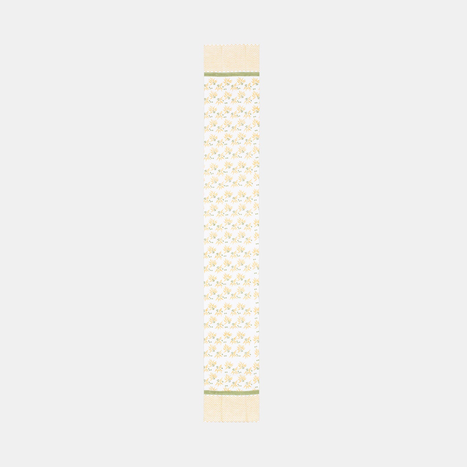 Yellow Lily Hand Block Printed Floral Table Runner, 13x90